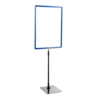 Plakatrahmen mit Standfuß und Halterung (Set) A3 blau  | Standfläche: schwarz  | Aluminiumstange verstellbar von 350 - 550 mm 