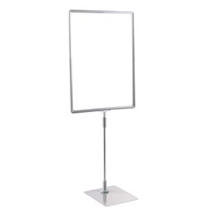 Plakatrahmen mit Standfuß und Halterung (Set) A3 grau  | Standfläche: grau  | Aluminiumstange verstellbar von 350 - 550 mm 