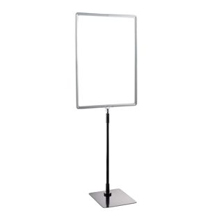 Plakatrahmen mit Standfuß und Halterung (Set) A3 grau  | Standfläche: schwarz  | Aluminiumstange verstellbar von 350 - 550 mm 