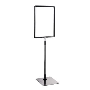 Plakatrahmen mit Standfuß und Halterung (Set) A4 schwarz  | Standfläche: schwarz  | Aluminiumstange verstellbar von 350 - 550 mm 