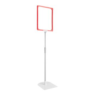 Plakatrahmen mit Standfuß und Halterung (Set) A4 rot  | Standfläche: grau  | Aluminiumstange verstellbar von 350 - 550 mm 