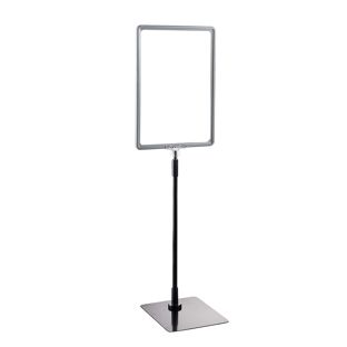 Plakatrahmen mit Standfuß und Halterung (Set) A4 grau  | Standfläche: schwarz  | Aluminiumstange verstellbar von 350 - 550 mm 