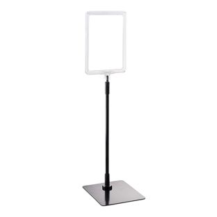 Plakatrahmen mit Standfuß und Halterung (Set) A5 transparent  | Standfläche: schwarz  | Aluminiumstange verstellbar von 350 - 550 mm 