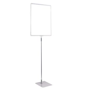 Plakatrahmen mit Standfuß und Halterung (Set) A3 transparent  | Standfläche: grau  | Aluminiumstange verstellbar von 600 - 900 mm 