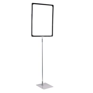 Plakatrahmen mit Standfuß und Halterung (Set) A3 schwarz  | Standfläche: grau  | Aluminiumstange verstellbar von 600 - 900 mm 