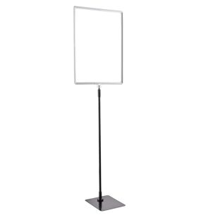 Plakatrahmen mit Standfuß und Halterung (Set) A3 grau  | Standfläche: schwarz  | Aluminiumstange verstellbar von 600 - 900 mm 