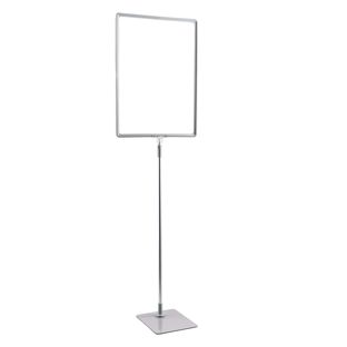 Plakatrahmen mit Standfuß und Halterung (Set) A3 Aluminiumstange verstellbar von 600 - 900 mm | grau | Standfläche: grau
