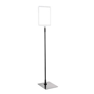 Plakatrahmen mit Standfuß und Halterung (Set) A5 transparent  | Standfläche: schwarz  | Aluminiumstange verstellbar von 600 - 900 mm 