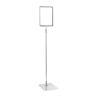 Plakatrahmen mit Standfuß und Halterung (Set) A5 grau  | Standfläche: grau  | Aluminiumstange verstellbar von 600 - 900 mm
 