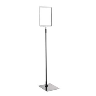 Plakatrahmen mit Standfuß und Halterung (Set) A5 grau  | Standfläche: schwarz  | Aluminiumstange verstellbar von 600 - 900 mm 