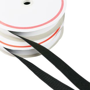 Klettband selbstklebend, Set aus 25 m Flauschband und 25 m Hakenband 38 mm | schwarz 