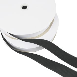 Klettband selbstklebend, Set aus 25 m Flauschband und 25 m Hakenband 50 mm | schwarz 