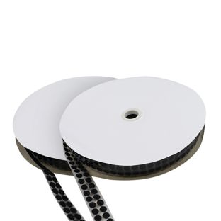 Klettpunkte auf Rolle, Set - Haken & Flausch  | 10 mm | schwarz 