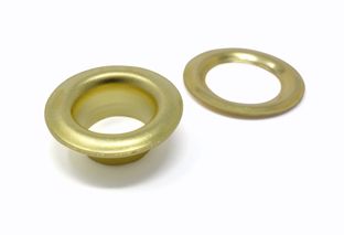 Planenösen, rostfrei, selbstschneidend, Messing gold | Rundösen #1,7 (⌀ 3,6 mm)