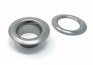 Planenösen, rostfrei, selbstschneidend, Messing silber | Rundösen #0 (⌀ 5,0 mm)