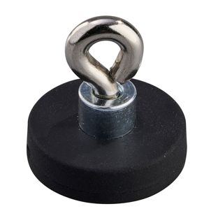 Gummierte Magnete mit Öse 22 mm | schwarz