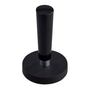 Gummierte Magnete mit Griff 31 mm | schwarz  | mit Gewindebuchse 