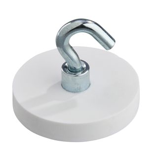 Gummierte Magnete mit Haken 31 mm | weiß 