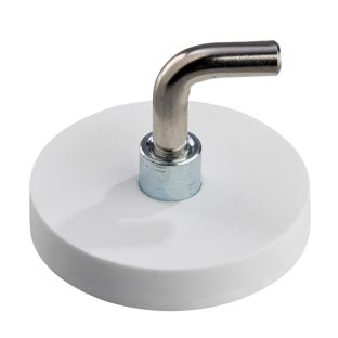 Gummierte Magnete mit Haken, L-Form 31 mm | weiß 