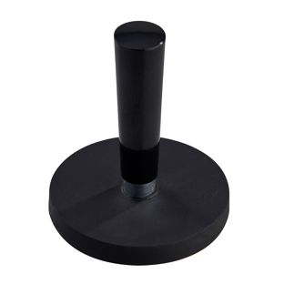 Gummierte Magnete mit Griff 43 mm | schwarz  | mit Gewindebuchse 