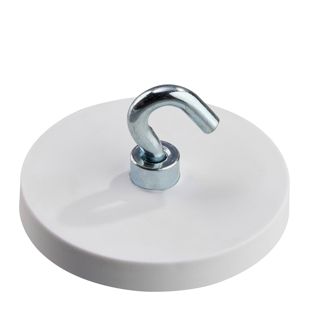 Gummierte Magnete mit Haken 43 mm | weiß 