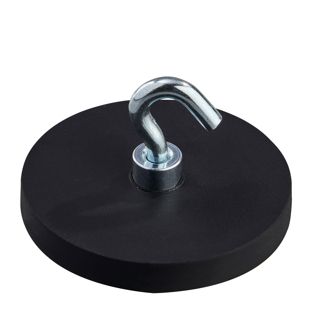 Gummierte Magnete mit Haken 43 mm | schwarz 