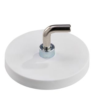Gummierte Magnete mit Haken, L-Form 43 mm | weiß 