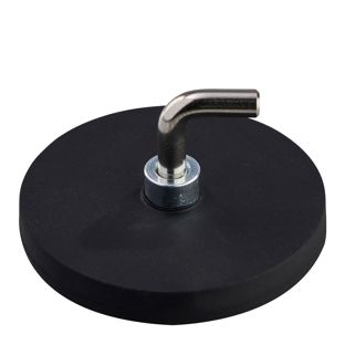 Gummierte Magnete mit Haken, L-Form 43 mm | schwarz 