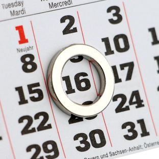Ringmagnete als Datumsweiser für Tischkalender, Neodym, N40, vernickelt, inkl. passenden Metallronden 