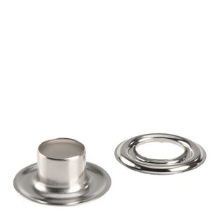Planenösen, rostfrei, selbstschneidend, Messing Rundösen #3L (⌀ 11,3 mm) mit 9 mm langem Schaft  | silber 