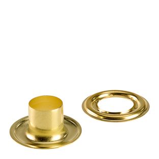 Planenösen, rostfrei, selbstschneidend, Messing Rundösen #3XL (⌀ 11,3 mm) mit 11,5 mm extra langem Schaft  | gold 