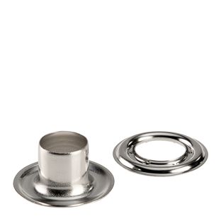 Planenösen, rostfrei, selbstschneidend, Messing Rundösen #3XL (⌀ 11,3 mm) mit 11,5 mm extra langem Schaft  | silber 