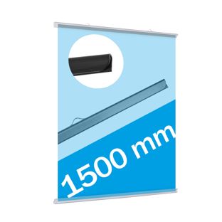 Posterschienen Kunststoff, zum Einschieben 1500 mm | transparent  | 2 Aufhänger 