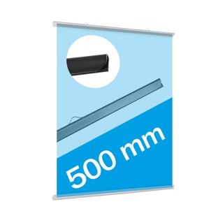 Posterschienen Kunststoff, zum Einschieben 500 mm | transparent  | 2 Aufhänger 