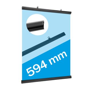 Posterklemmschienen Kunststoff, aufklappbar 594 mm | schwarz 