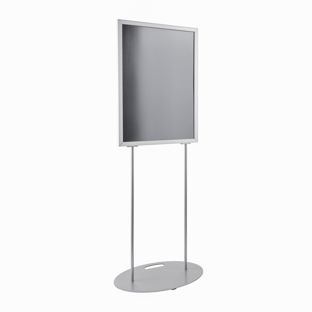 Plakatständer doppelseitig B2, Ovalfuß silber 