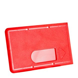 Scheckkartenhüllen Hartplastik, mit Daumenaussparung rot  | Daumenaussparung 