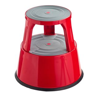 Rollhocker Metall, 2 Stufen rot 