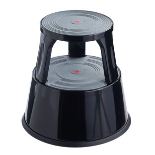 Rollhocker Metall, 2 Stufen schwarz 