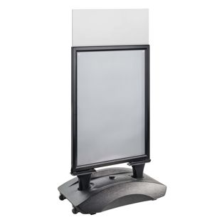 Kundenstopper STORM-STOP PRO A1 mit Topschildaufnahme, schwarz  