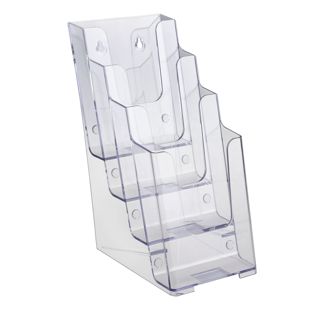 Prospekthalter Wand/ Stand, Polystyrol, transparent PTXC 4 x 1/3 A4 