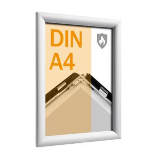 Brandschutzrahmen A4 mit B1-Zertifizierung  ohne Deckblatt  | silber 