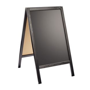 Kundenstopper Holz WOOD-STOP Lite S, 44 x 66 cm Kreidetafel, schwarz schwarz 