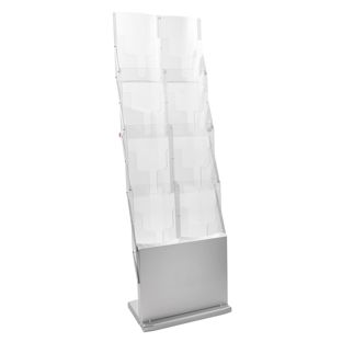 Prospektständer faltbar DENVER 8 x A4 mit Tasche, silber 
