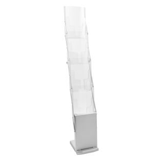 Prospektständer faltbar DENVER 4 x A4 mit Tasche, silber 