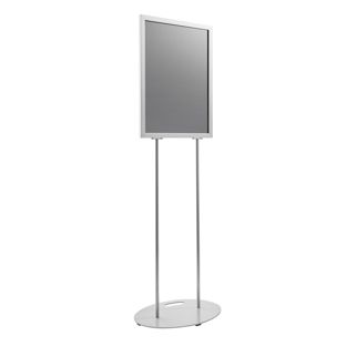 Plakatständer A2 doppelseitig, mit Ovalfuß silber 