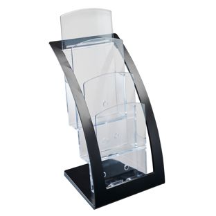 Prospekthalter, Polystyrol/ ABS, transparent PTXB 3 x 1/3 A4  | schwarz 