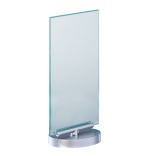 T-Aufsteller DIN lang, drehbar, mit Acryl im Glaslook und Sockel 1/3 A4 