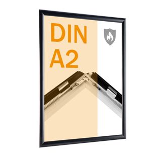 Brandschutzrahmen A2 mit B1-Zertifizierung  mit PET Deckelblatt  | schwarz 