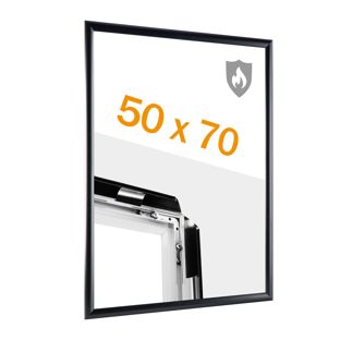 Brandschutzrahmen 50 x 70 mit B1-Zertifizierung  mit PET Deckelblatt  | schwarz 
